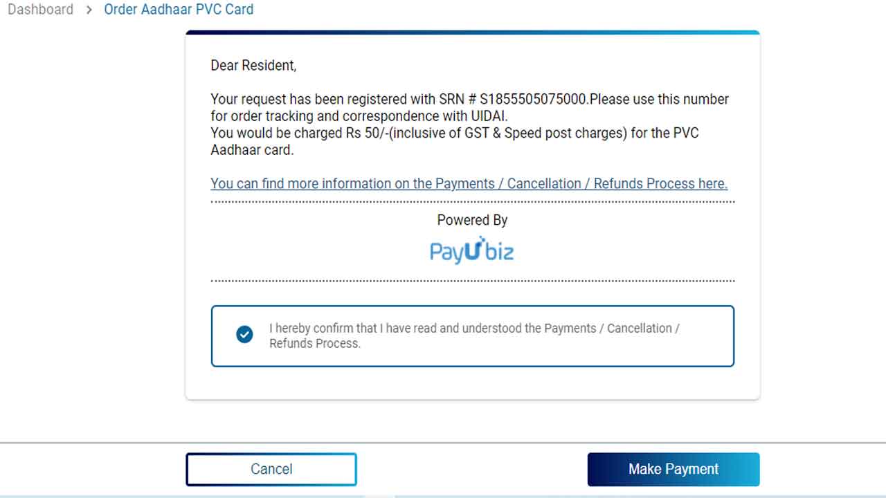 pvc aadhaar card apply online step 4