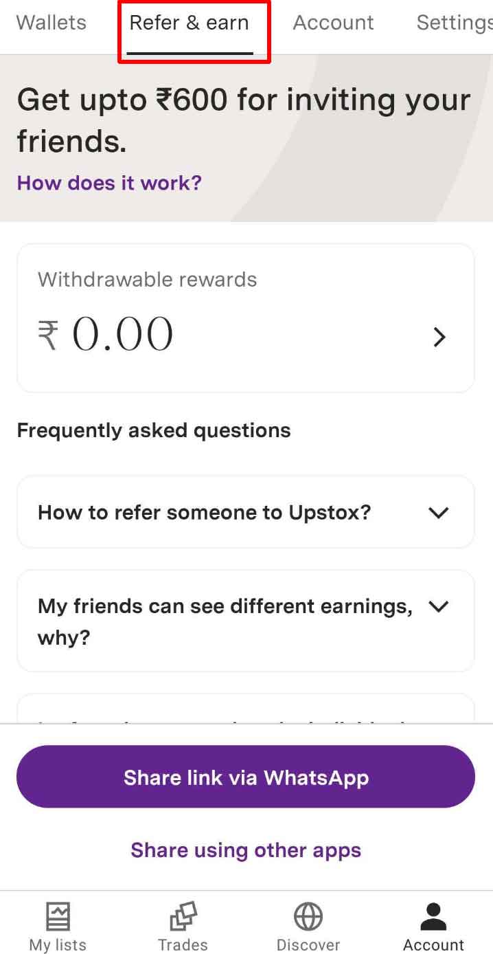 upstox refer and earn step 2